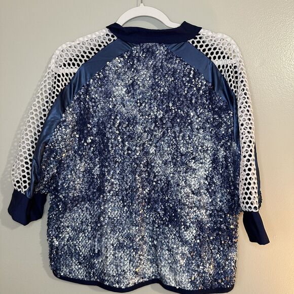 A Wish Come True Size Adult L Blue Sequin Dance Costume Hip Hop Jacket Pants - Picture 5 of 14